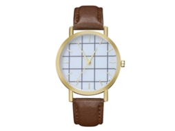 Reloj De Pareja Zhoulianfa Geométrico Cuadros Dial Pu Acero Quartzo Café Unisex