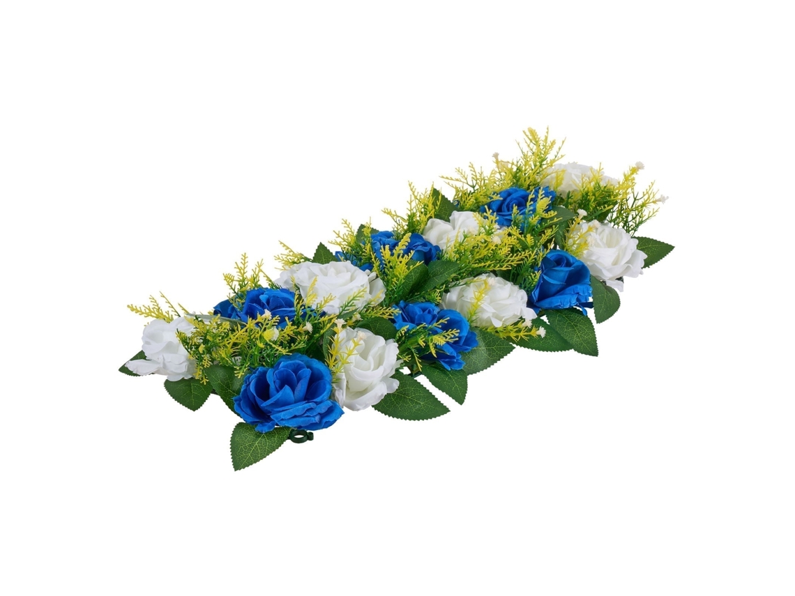 Buquê de Bolas Flores Artificiais, 10 Unidades, Ideal para Centros Mesa Casamento, Arranjos Rosas Artificiais Decoração Casa, Azuis e Brancas, 500 X