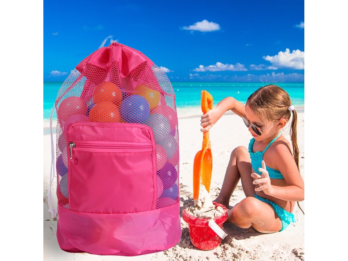 Mochila Dobrável Para Guardar Brinquedos De Praia Yuysan 48x24cm Cor Rosa Vermelha