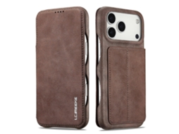Capa De Couro Compatível Com Iphone 17 Pro Com Suporte E Porta-cartãoobjetos (cor Café)