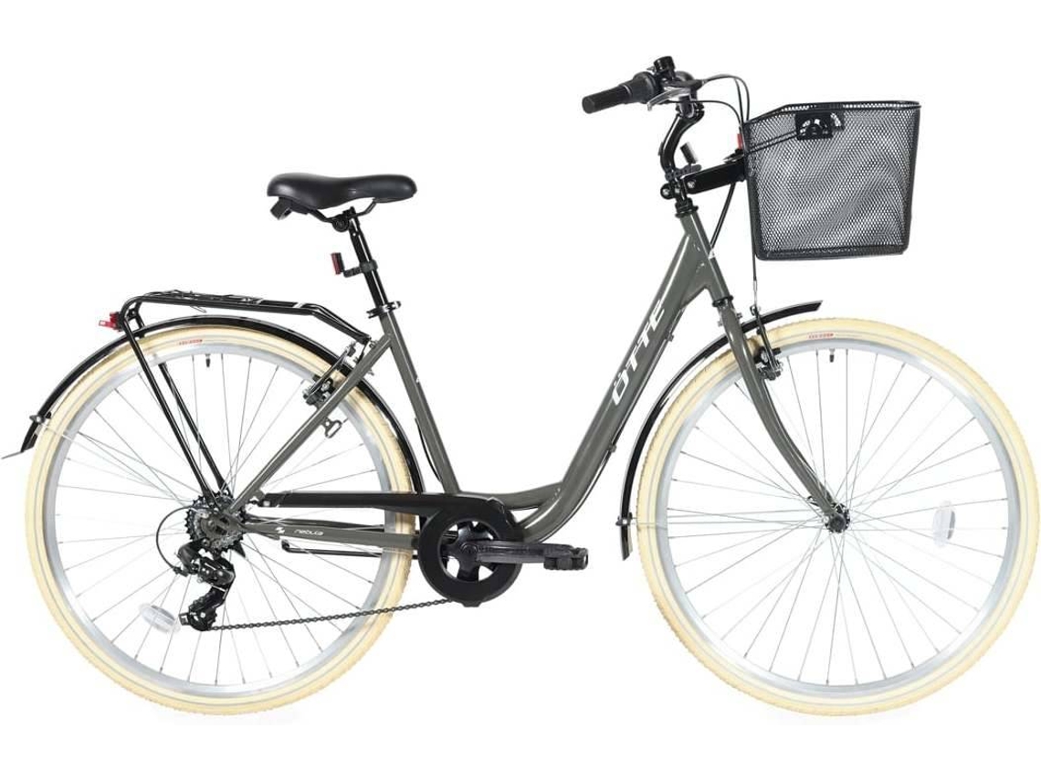 Bicicleta de Cidade OTTE Nebula com Cesto (Cinzento e Creme - 28")