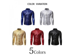 2026 camisa de Manga Longa com Puntilla e Estampa Dourada de Sequenciais para Homem Jww M Rojo
