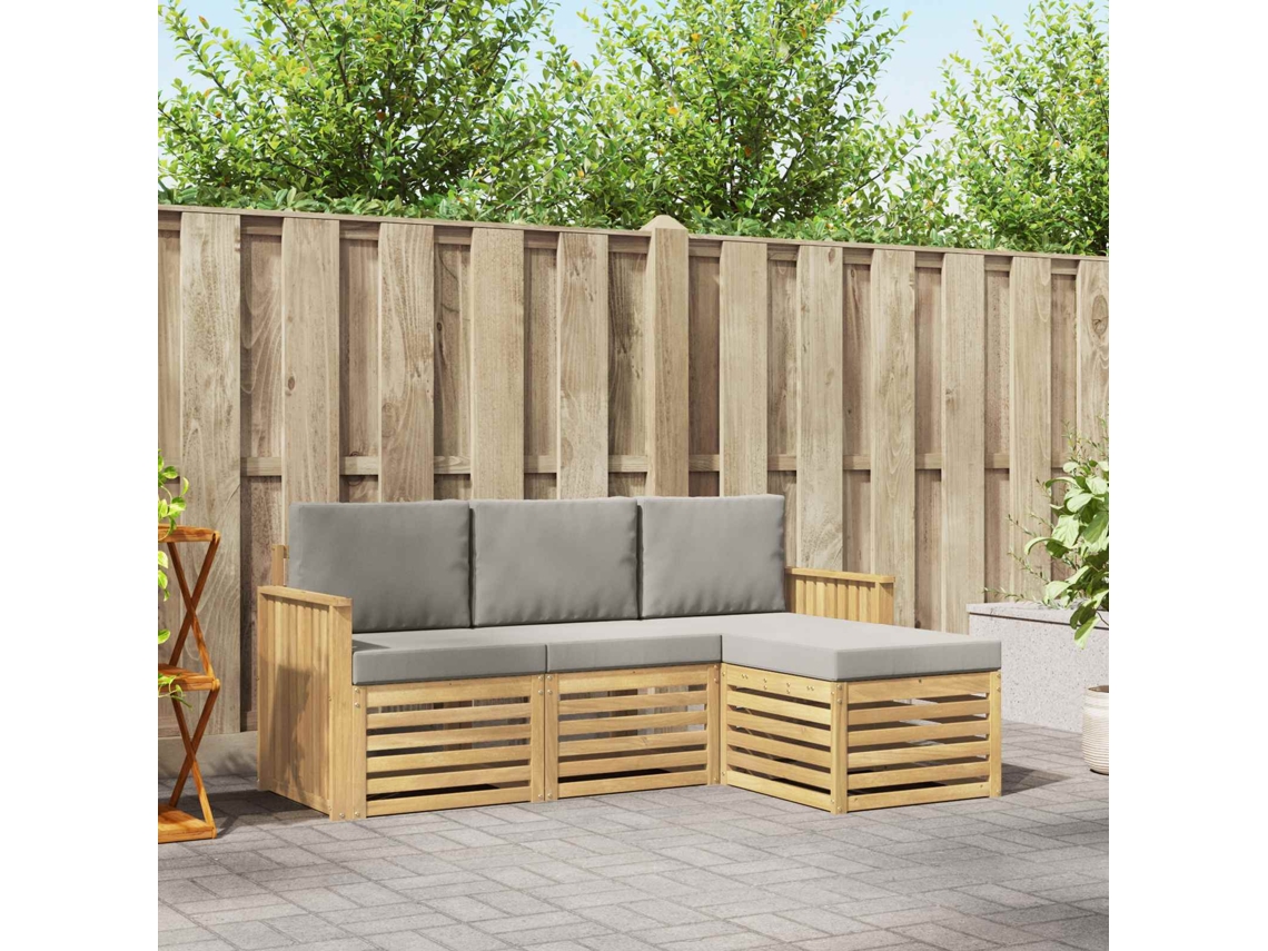Vidaxl Conjunto De Sofás Para Exterior 4 Unid. Branco E Cinzento-claro