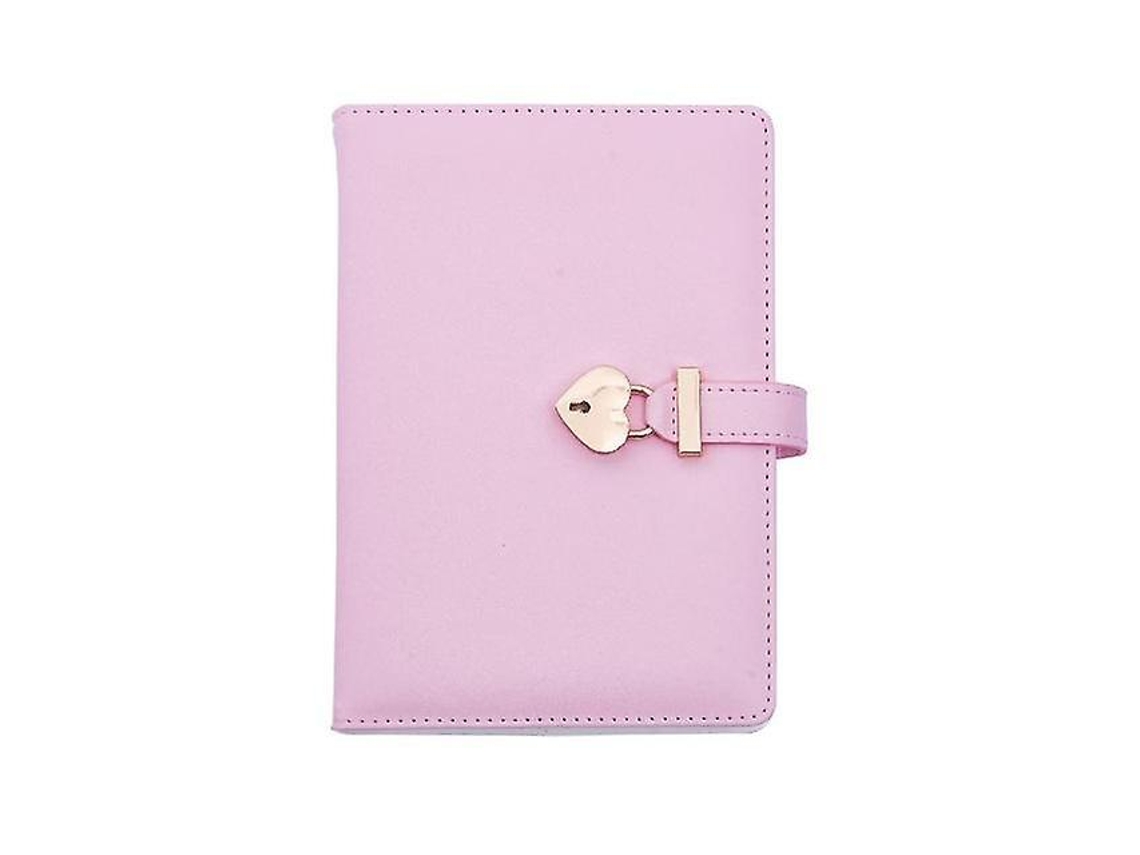 Caderno/ Agenda A5 com Cadeado em Formato de Coração, em Couro Pu, Material Escolar, Rosa BRILVIBERA