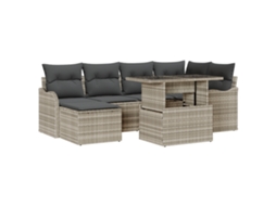 Conjunto 7 Conjunto De Sofá De Jardim Vidaxl Cinzento-claro Vime Pe (232,5 X 122,5 X 85 Cm)