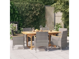 Vidaxl 7 Pcs Conjunto De Jantar Para Jardim Com Almofadões Cinzento