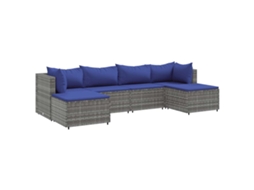 Conjunto de lounge com 6 peças e almofadões em vime cinzento MAISON EXCLUSIVE