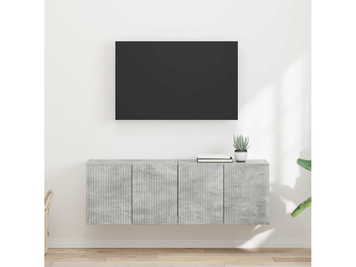Vidaxl Armário De Tv De Parede 2 Unid. Cinzento Derivados De Madeira