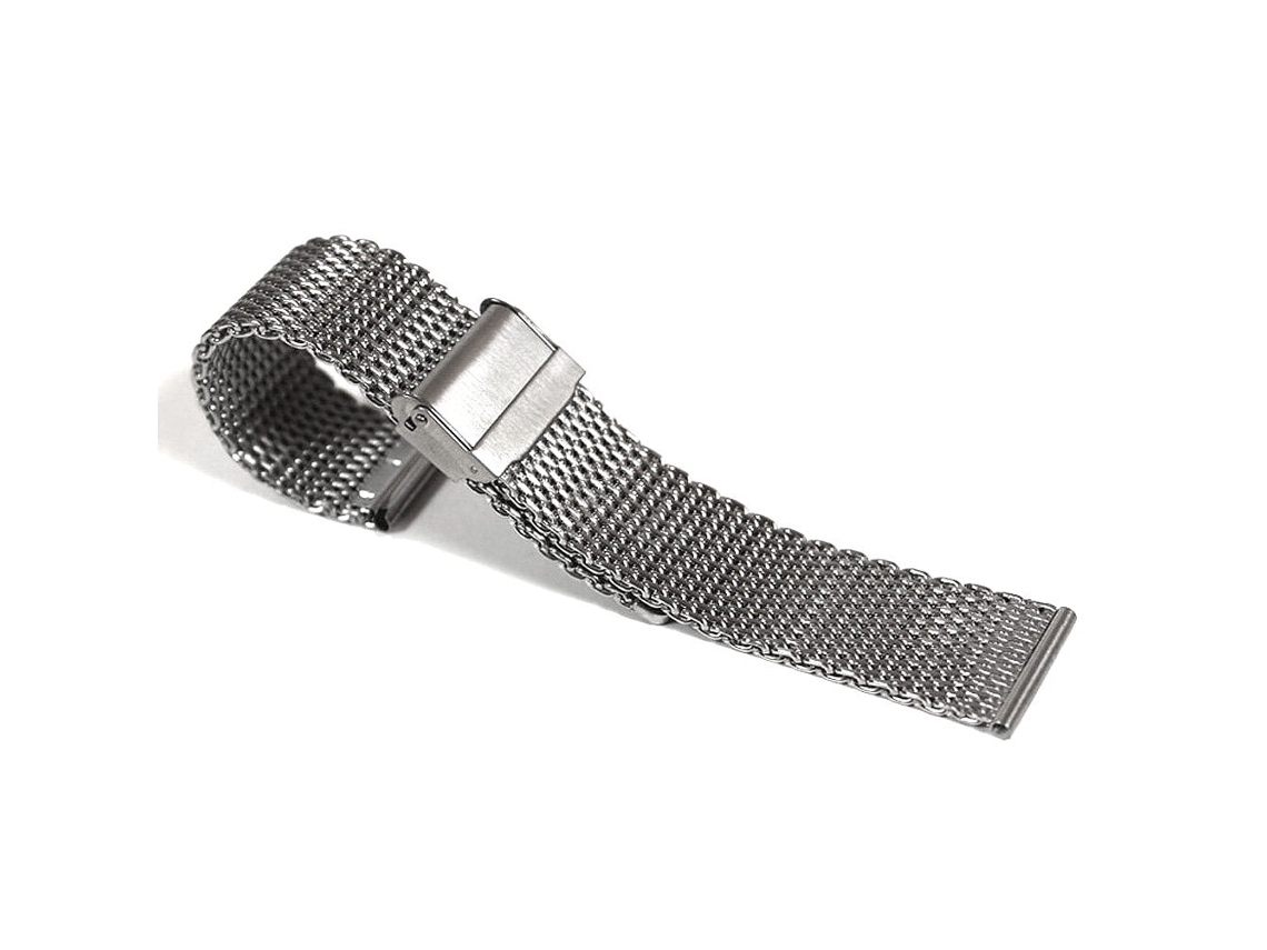 Pulseira De Relógio Em Malha Ultrafina De Aço Inoxidável Ajustável De 18 Mm (prateada)