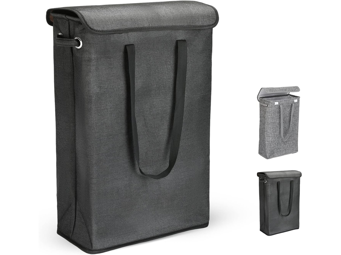 Cesto roupa fina com tampa, cesto roupa fina com alça, coletor de roupas, Slowmoose preto