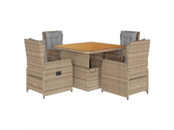Garden Dining Set, Garden Dining Sets Vidaxl Bege Rattan / Vime (110 Cm Table Length)