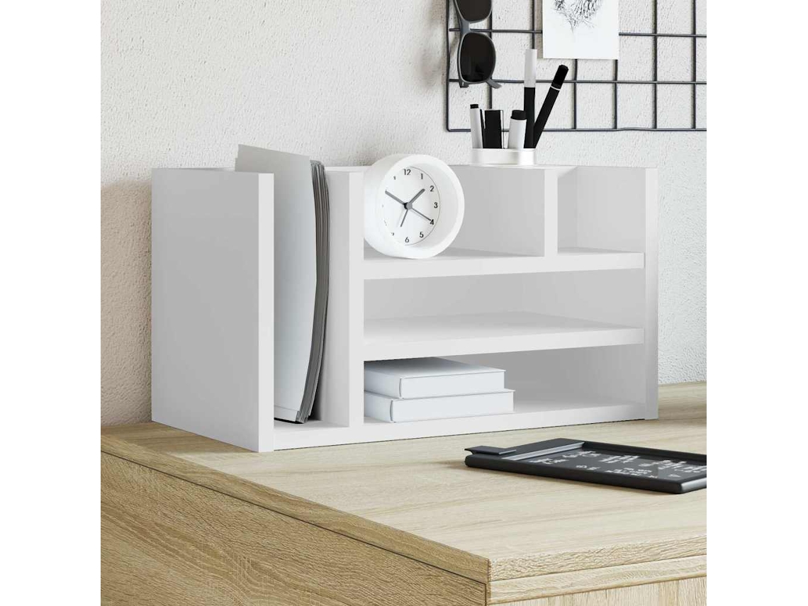 Vidaxl Organizador De Secretária 44,5x24x25cm Derivados Madeira Branco