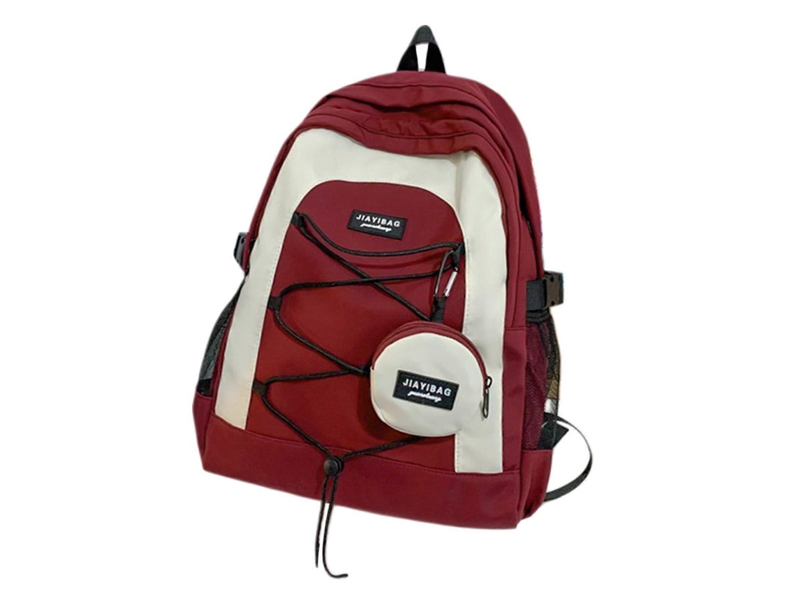 Mochila Escolar De Ombro Com Grande Capacidade, Mochila Versátil E Resistente À Água, Mochila Escolar Leve Vermelha