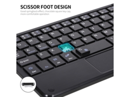 Mini teclado sem fio Bluetooth 3.0 com painel táctil, compatível com Android, Windows e iOS, preto | S/MARCA