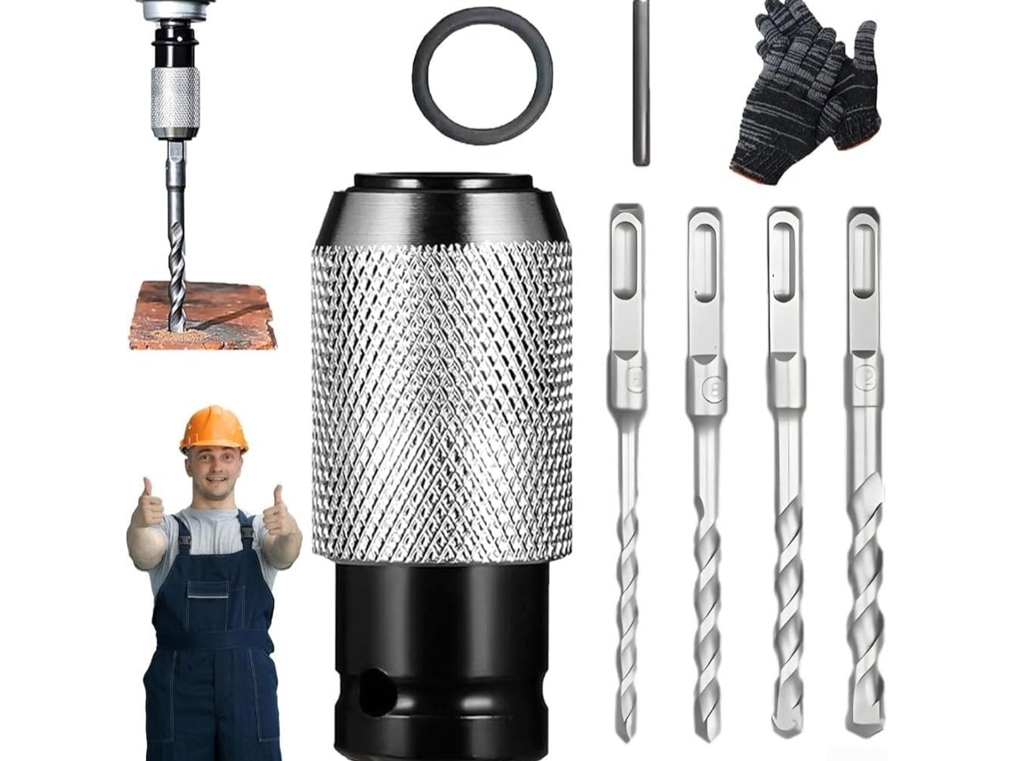 Conjunto De Adaptadores Para Martelo Rotativo Com Quatro Brocas Alta