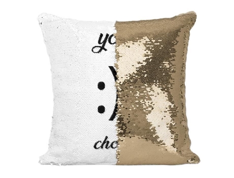 Capa de Almofada Lantejoula Glitter Dourado Sua Escolha Feliz Infeliz Emoji FABULOUS