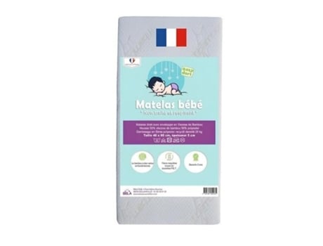 Colchão De Bebê Em Bambu Para Berço 40x80 Cm - Easy Dort - Densidade 25kg - Fabricado Na França