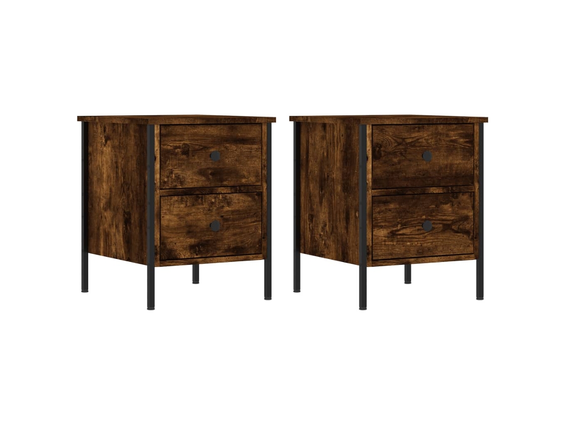 Bedside Cabinet, Bedside Cabinets Vidaxl Marrom Madeira Processada (n/a)