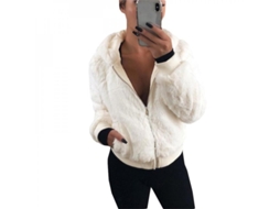 2026 chaqueta de Pelo para Mujer com Capuz Abrigo Polar Poliéster Suave Uhh M Blanco