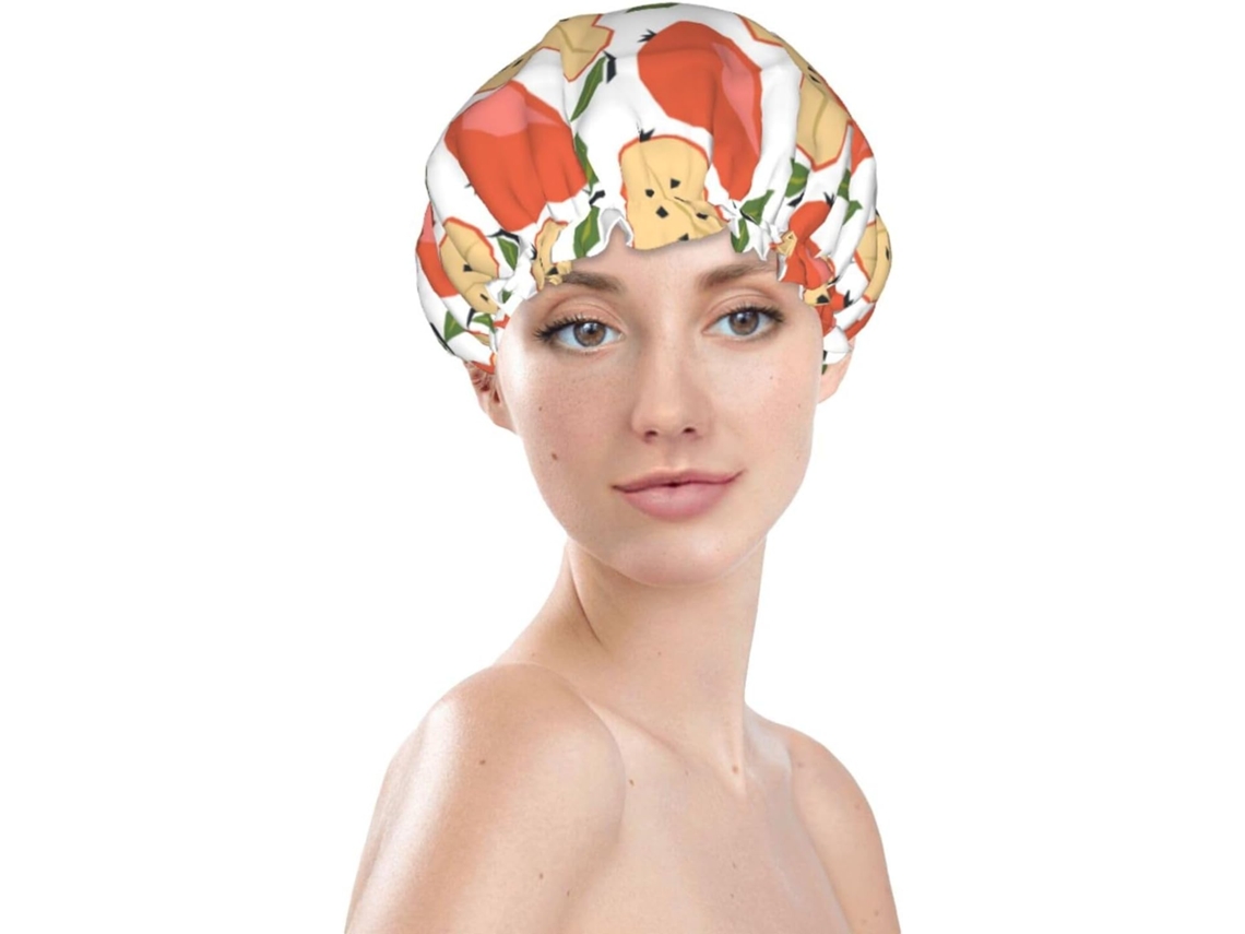 Touca De Banho Feminina, Reutilizável, Impermeável, Dupla Camada, Com Elástico, Ideal Para Cabelos Longos, Linda Touca