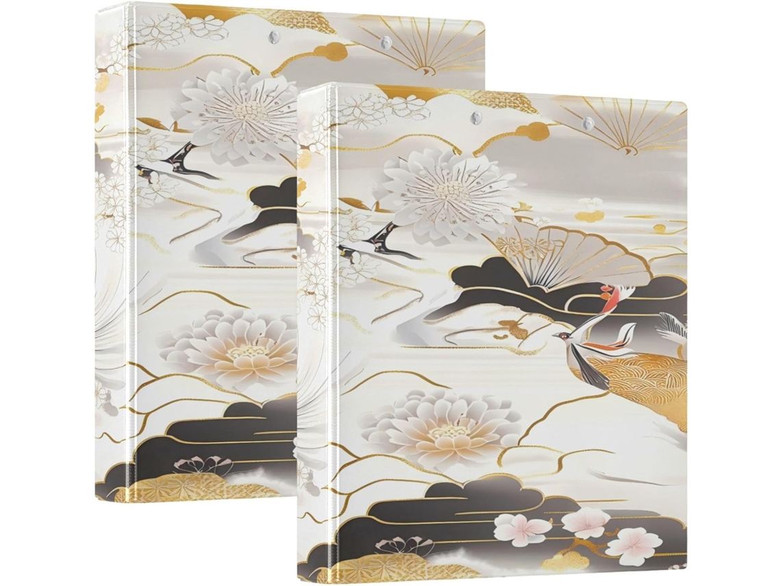 Massa redonda de 1,5 polegadas com design japonês em dourado e branco, embalada em sacos com 1 ou 2 unidades.