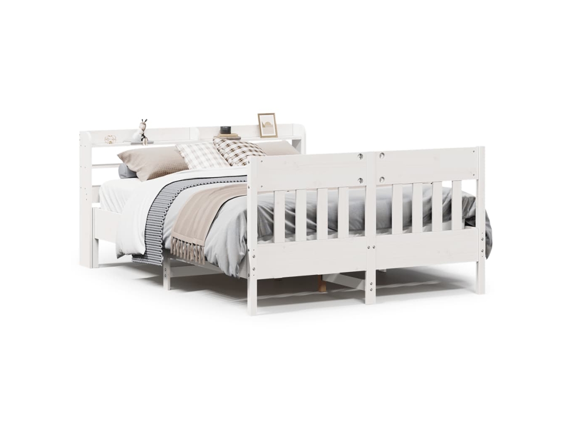 Cama Sem Colchão 160x200 cm Madeira de Pinho Maciça Branco MAISON EXCLUSIVE