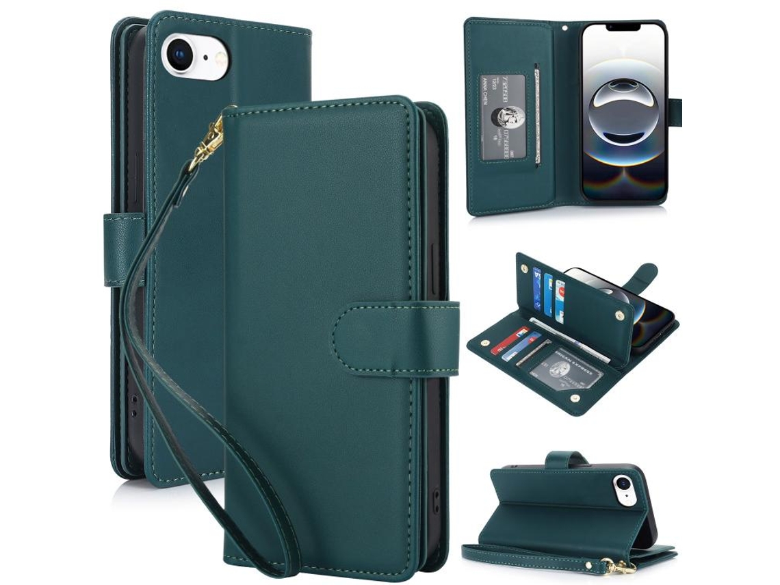 Capa Carteira De Couro Para Iphone 17e - Com Rfid - Para Vários Cartões
