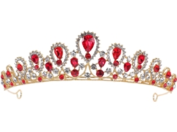 Nuobesty Coroa Barroca Vermelha Com Strass Em Formato De Lágrima, Tiara De Casamento Para Mulheres E Meninas