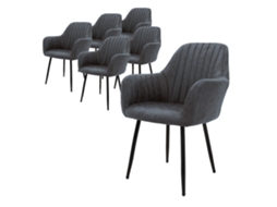 6X Cadeira de Jantar / Sala de Estar Assento Ergonómico Pernas de Metal Antracite de Veludo ML-DESIGN
