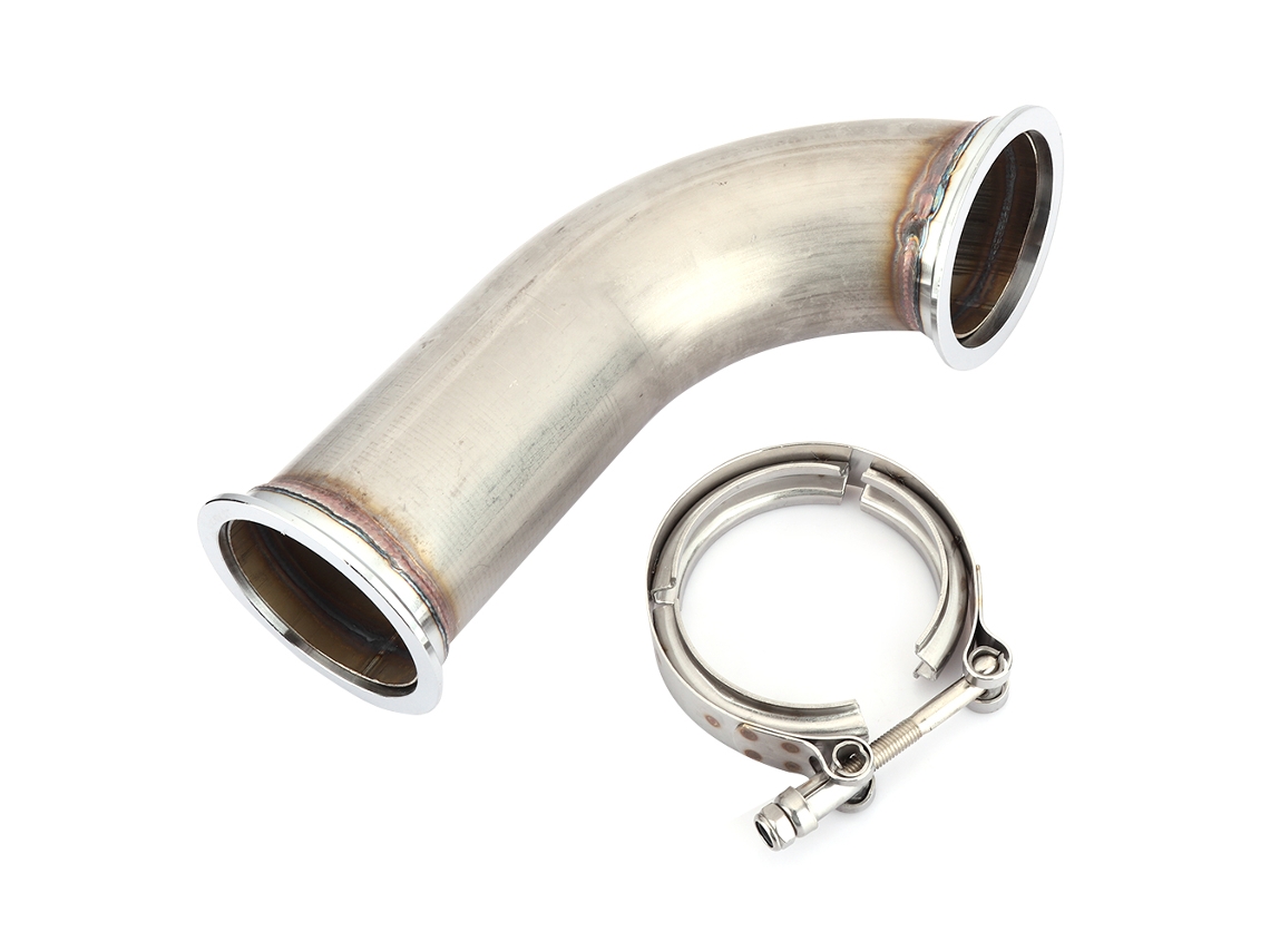 Tubo De Escape Universal De 3 Polegadas Com Ângulo De 90° E Abraçadeira Em V, Aço Inoxidável, Haste Curta