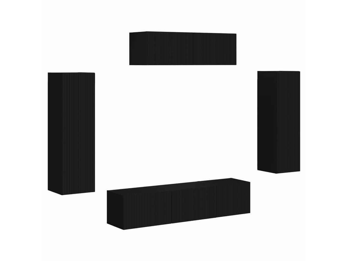 5 Pcs Móvel Para Tv | Gabinete De Tv | Armário De Tv Preto