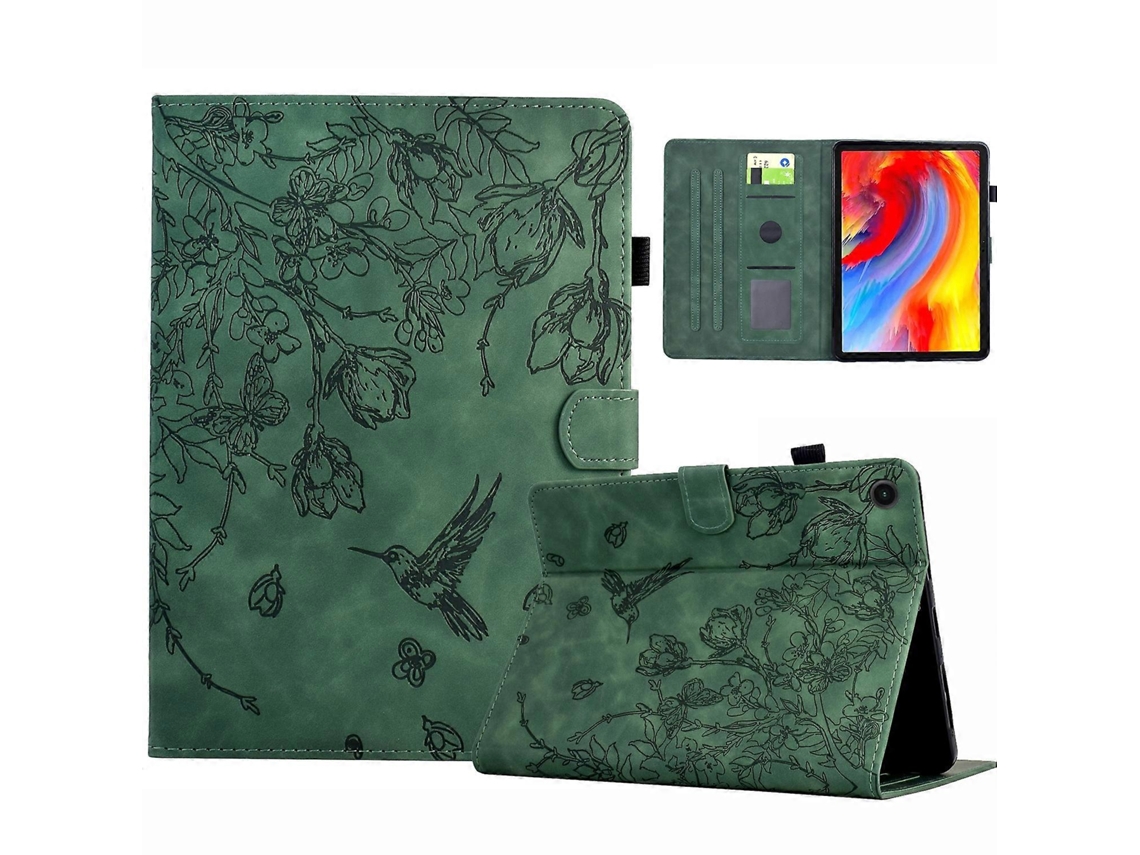 Capa de couro inteligente com estampa de flores e pássaros Webake para tablet