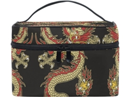 Bolsa Organizadora de Cosméticos JAPANESE com Zíper Estampa Vermelha Tecido Viagens | S/MARCA