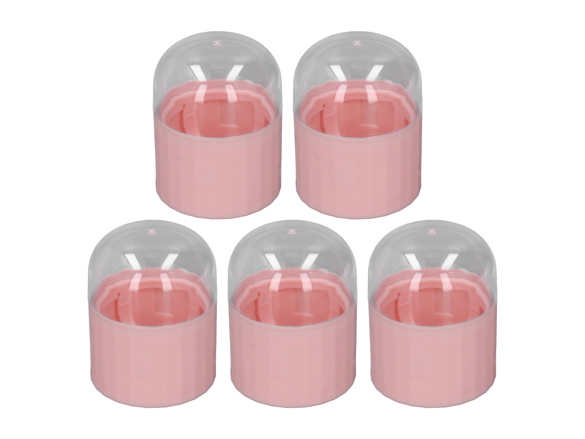 5 Conjuntos De Caja De Almacenamiento Con Soporte Para Esponjas De Maquillaje Rosa
