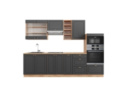 Cozinha Fame-Line, 280 cm, Carvalho PT, Country Antracite/Carvalho Dourado, Vicco