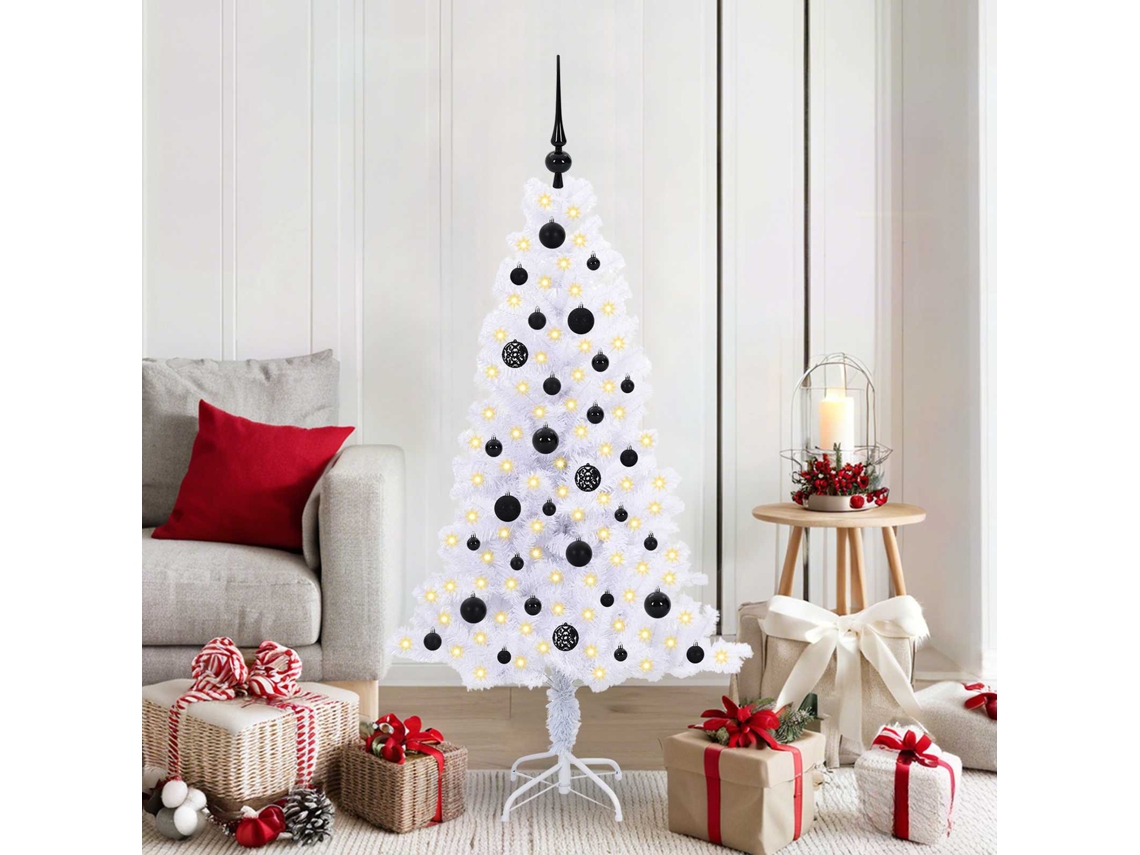 Vidaxl Árvore De Natal Artificial Com 150 Leds Branco 150 Cm Pvc E Aço
