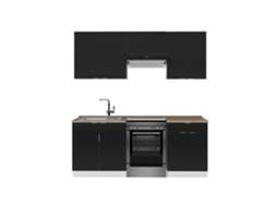 Cozinha Fame-line, 200cm, Pt Carvalho, Preto Listrado/branco, Branco, Vicco