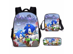 Conjunto Escolar 3 Peças, Estampa De Desenho Animado Com Mochila, Estojo E Bolsa De Ombro