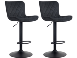 Conjunto de 2 bancos de bar Emma preto/veludo CLP