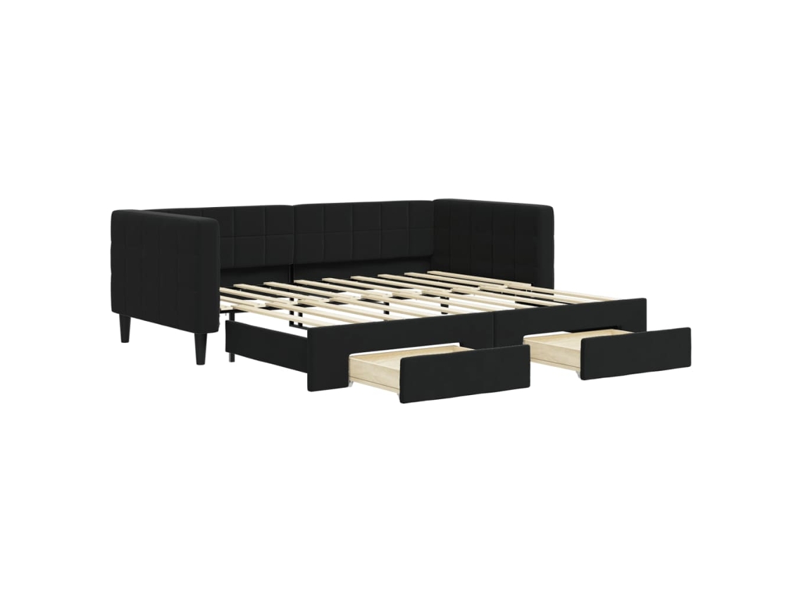 Daybed With Trundle, Daybeds With Trundles Vidaxl Preto Veludo (90 X 190 Cm)