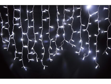 Cortina Ice Led Branco Frio Flash 3Mt*0.90Mt 228 Leds Cabo Borracha Branco DECATILUM
