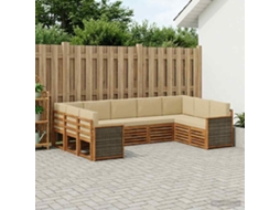 Vidaxl Conjunto De Sofá Sectional Com Almofada 7 Pcs Natural