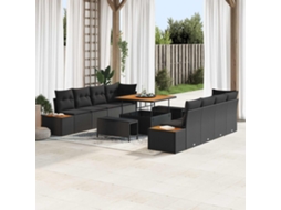 Vidaxl Conjunto De Sofá De Jardim 11 Pcs Preto Rattan Sintético