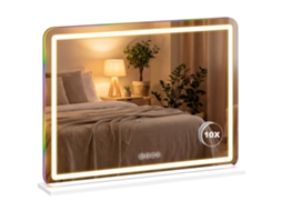 Espelho de maquiagem com luz LED, regulável, RGB, 80x60cm branco S/MARCA
