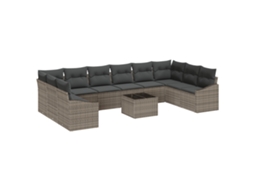 Conjunto 11 Móveis De Jardim Vidaxl Cinzento Vime Pe (344 X 178,5 X 85 Cm)