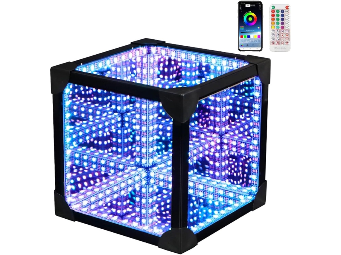 Luminária Noturna Rgb 3d Infinity Cube Com Sincronização De Música
