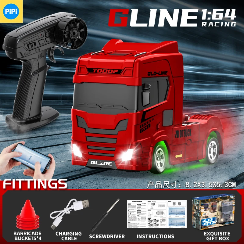 Caminhão de Drift Controlado Remotamente, Tração nas Quatro Rodas 2.4g, Equipado com Luzes Led, Modelo Realista. MDUG (vermelho)