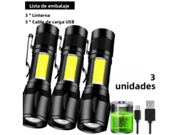 Lanterna Tática Led Recarregável, Portátil, com Clipe para Caneta, À Prova D'água. MDUG (3 Unidades)