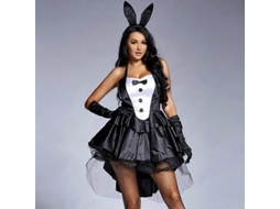 Traje De Coelho Sexy De 3 Peças Para Mulher Plus Size Tuxedo Com Cauda Para Halloween, Festa E Clube M