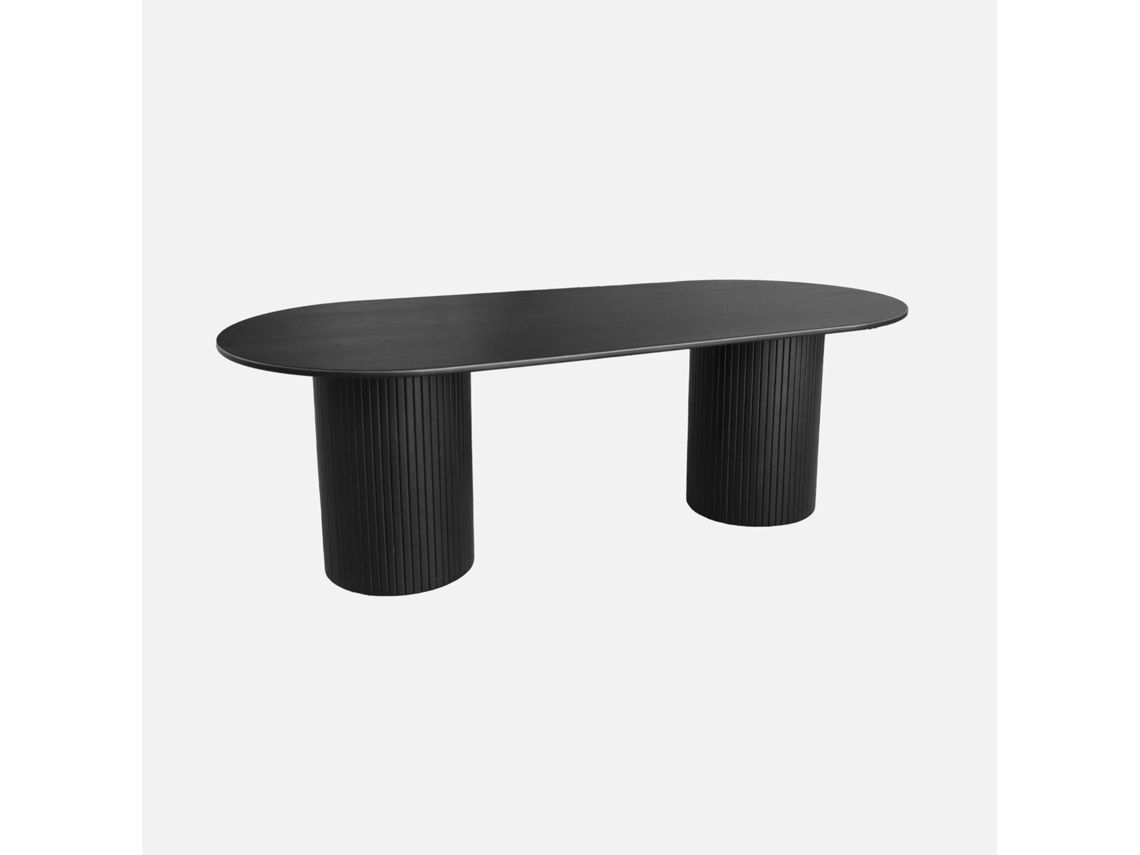 Mesa De Jantar Oval Em Madeira De Seringueira Para 8 Lugares, Preto Sweeek
